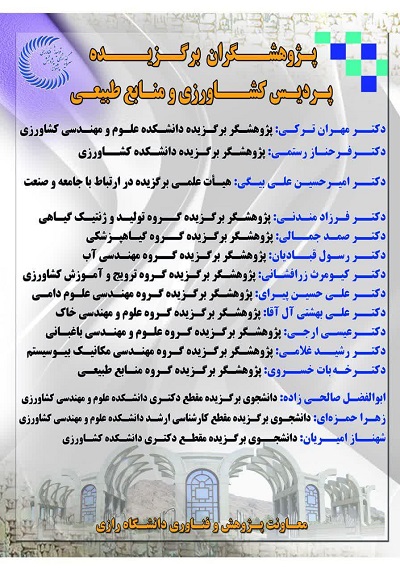جناب آقای دکتر غلامی هیات علمی دانشکده کشاورزی سنقر به عنوان پژوهشگر برتر انتخاب شدند.ضمن عرض تبریک و آرزوی موفقیت روز افزون برای ایشان